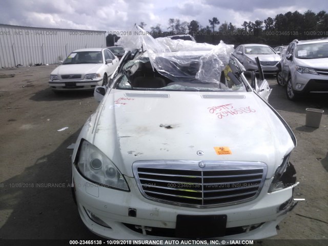 WDDNG71X17A027224 - 2007 MERCEDES-BENZ S 550 WHITE photo 6