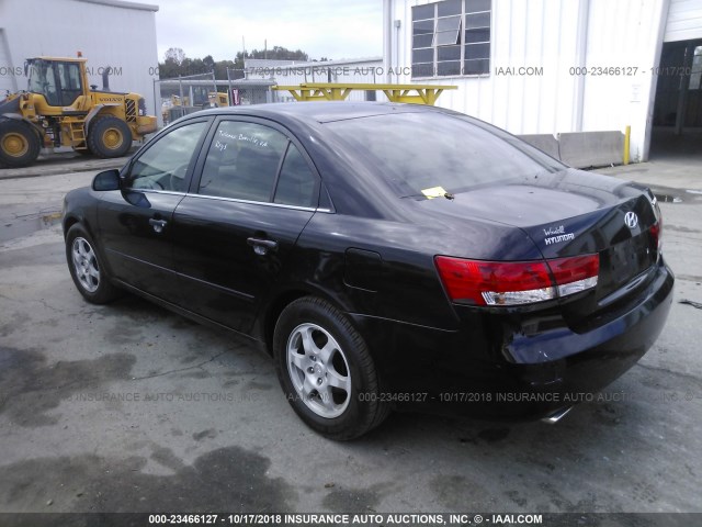 5NPEU46FX6H028722 - 2006 HYUNDAI SONATA GLS/LX BLACK photo 3