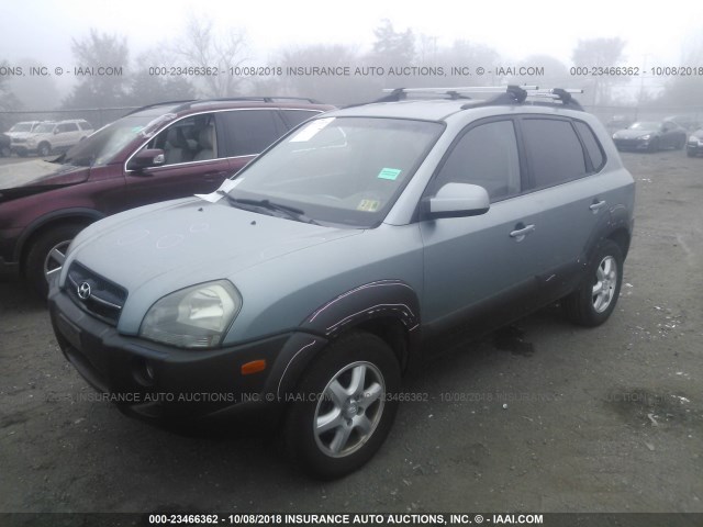 KM8JN12D55U130301 - 2005 HYUNDAI TUCSON GLS/LX TURQUOISE photo 2