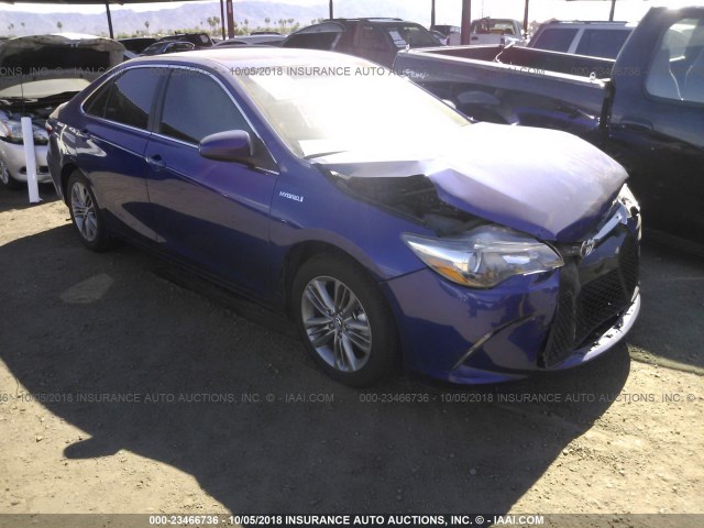 4T1BD1FK2FU174483 - 2015 TOYOTA CAMRY HYBRID/LE/XLE/SE BLUE photo 1