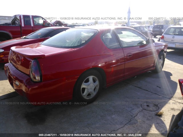 2G1WX15K229270998 - 2002 CHEVROLET MONTE CARLO SS RED photo 4