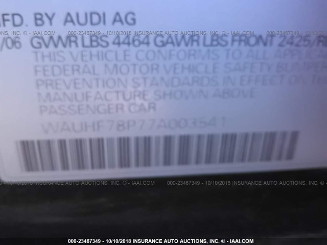 WAUHF78P77A003541 - 2007 AUDI A3 2 GRAY photo 9