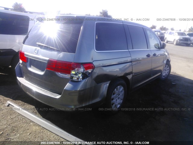 5FNRL38229B045798 - 2009 HONDA ODYSSEY LX GRAY photo 4