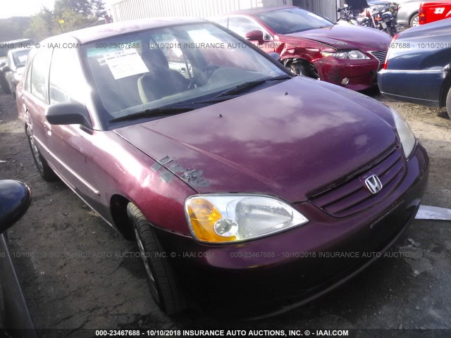 2HGES16562H573252 - 2002 HONDA CIVIC LX RED photo 1