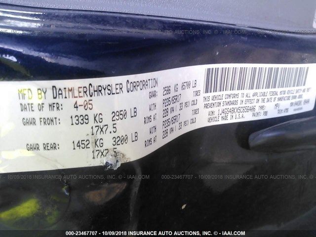 1J4GS48KX5C656406 - 2005 JEEP GRAND CHEROKEE LAREDO/COLUMBIA/FREEDOM 蓝色 照片 9