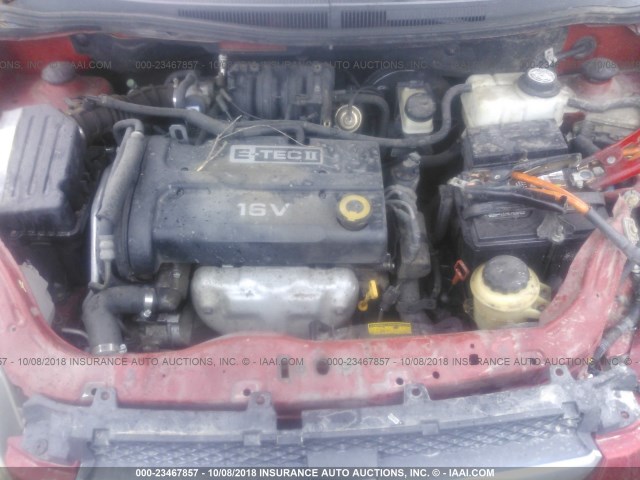 KL1TD56667B088729 - 2007 CHEVROLET AVEO LS RED photo 10