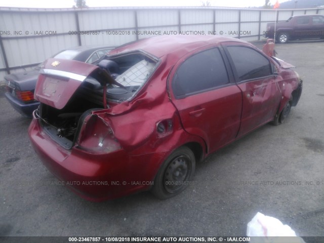 KL1TD56667B088729 - 2007 CHEVROLET AVEO LS RED photo 4