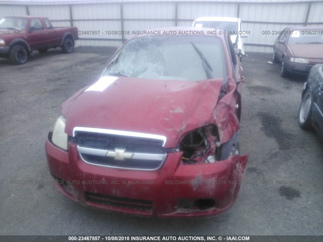 KL1TD56667B088729 - 2007 CHEVROLET AVEO LS RED photo 6