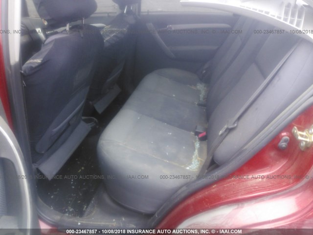 KL1TD56667B088729 - 2007 CHEVROLET AVEO LS RED photo 8