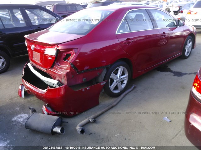 4T1BF1FK9EU827285 - 2014 TOYOTA CAMRY L/SE/LE/XLE RED photo 4