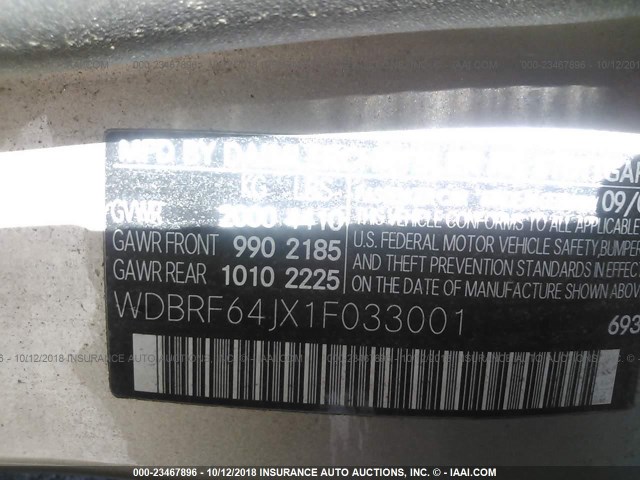 WDBRF64JX1F033001 - 2001 MERCEDES-BENZ C 320 TAN photo 9