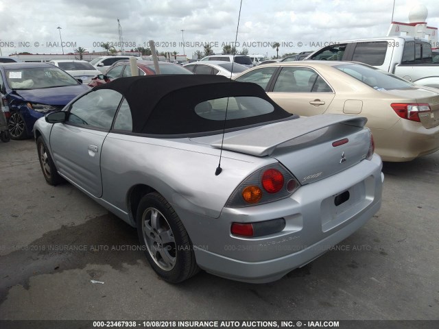 4A3AE45G53E199201 - 2003 MITSUBISHI ECLIPSE SPYDER GS SILVER photo 3