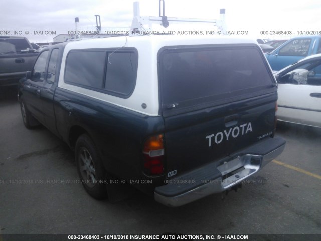 4TAVN52N0VZ250575 - 1997 TOYOTA TACOMA XTRACAB GREEN photo 3