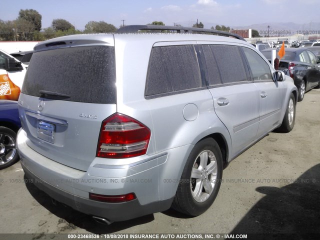 4JGBF71EX7A133651 - 2007 MERCEDES-BENZ GL 450 4MATIC SILVER photo 4