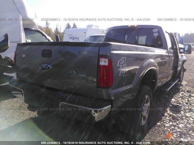 1FT8W3BT2BEB09866 - 2011 FORD F350 4X4 CREWCAB SUPER DUTY GRAY photo 4