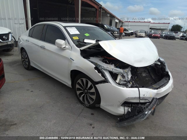 JHMCR6F57HC017489 - 2017 HONDA ACCORD HYBRID/EXL WHITE photo 1