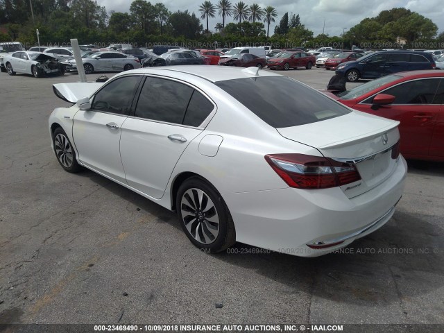 JHMCR6F57HC017489 - 2017 HONDA ACCORD HYBRID/EXL WHITE photo 3