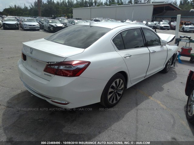 JHMCR6F57HC017489 - 2017 HONDA ACCORD HYBRID/EXL WHITE photo 4