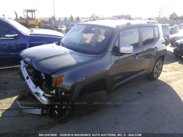 ZACCJADB5JPH37024 - 2018 JEEP RENEGADE LIMITED GRAY photo 2