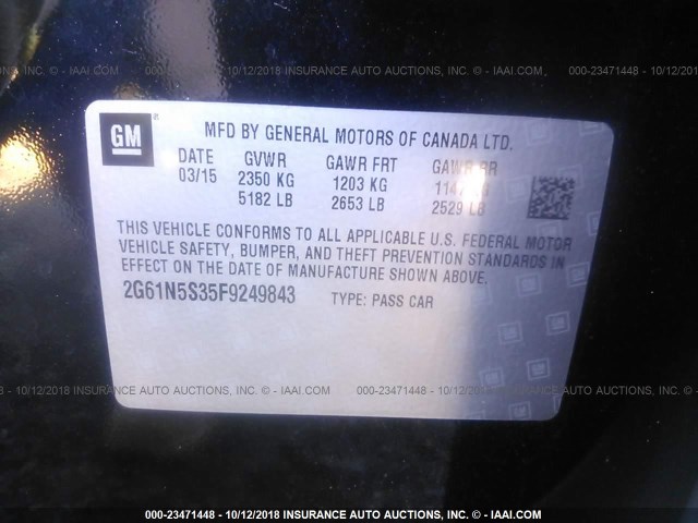 2G61N5S35F9249843 - 2015 CADILLAC XTS LUXURY COLLECTION BLACK photo 9