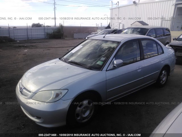 JHMES96614S007404 - 2004 HONDA CIVIC HYBRID BLUE photo 2