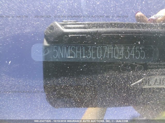 5NMSH13E07H043455 - 2007 HYUNDAI SANTA FE SE/LIMITED BLACK photo 9