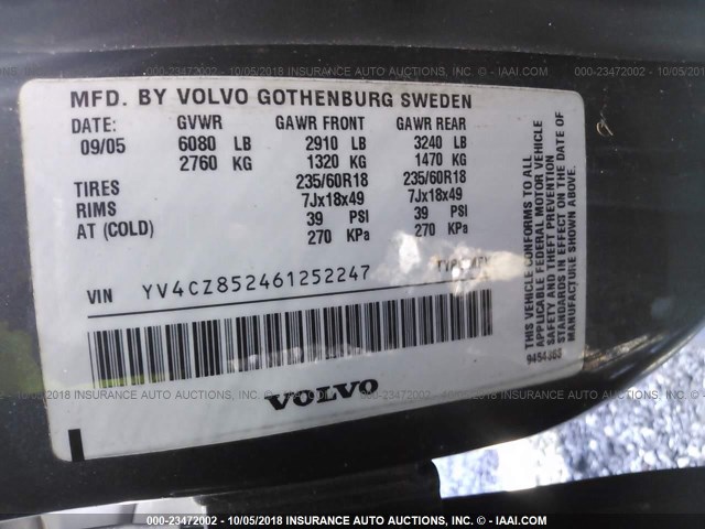 YV4CZ852461252247 - 2006 VOLVO XC90 V8 GRAY photo 9