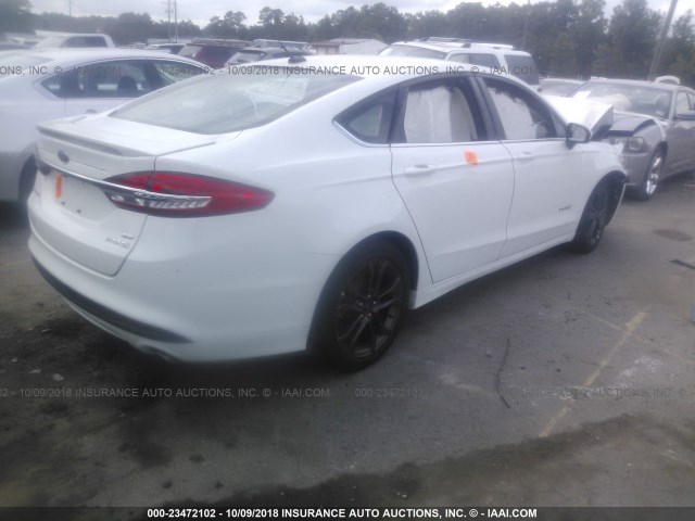 3FA6P0LU8JR248802 - 2018 FORD FUSION SE HYBRID WHITE photo 4