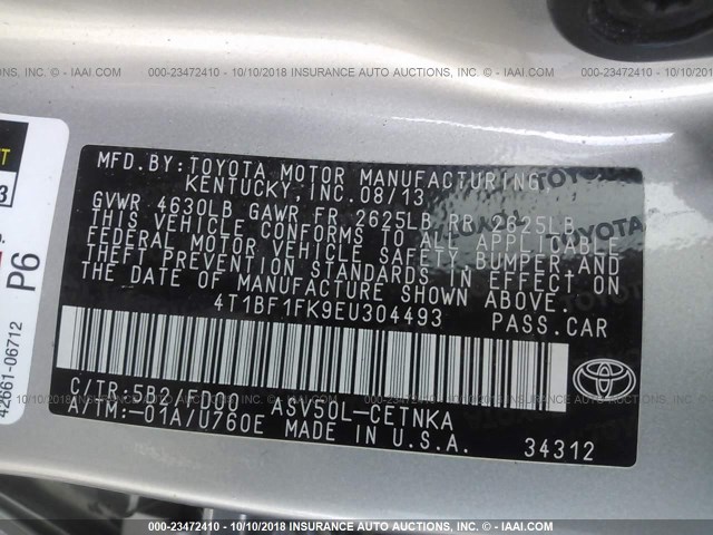 4T1BF1FK9EU304493 - 2014 TOYOTA CAMRY L/SE/LE/XLE თაფლისფერი ფოტო 9