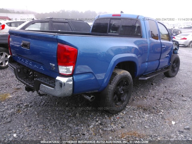 5TFRZ5CN8HX024891 - 2017 TOYOTA TACOMA ACCESS CAB/SR/SR5/TRD SPT BLUE photo 4