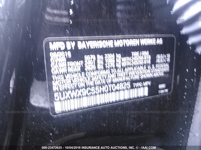 5UXWX9C55H0T04825 - 2017 BMW X3 XDRIVE28I BLACK photo 9
