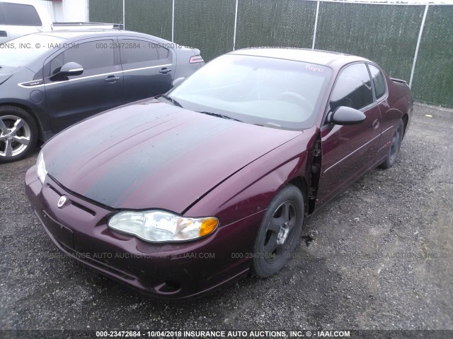 2G1WX15K729264825 - 2002 CHEVROLET MONTE CARLO SS BURGUNDY photo 2