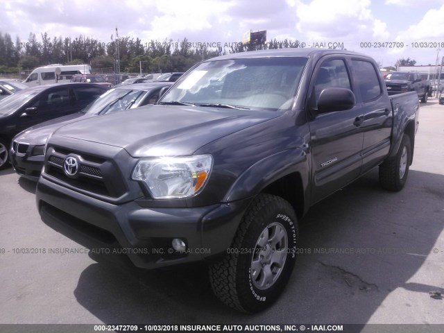 5TFLU4EN9EX101257 - 2014 TOYOTA TACOMA DOUBLE CAB ნაცრისფერი ფოტო 2