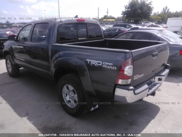 5TFLU4EN9EX101257 - 2014 TOYOTA TACOMA DOUBLE CAB ნაცრისფერი ფოტო 3