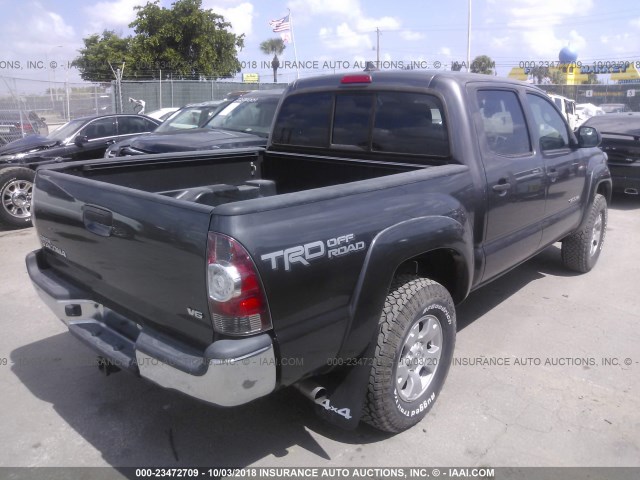 5TFLU4EN9EX101257 - 2014 TOYOTA TACOMA DOUBLE CAB ნაცრისფერი ფოტო 4