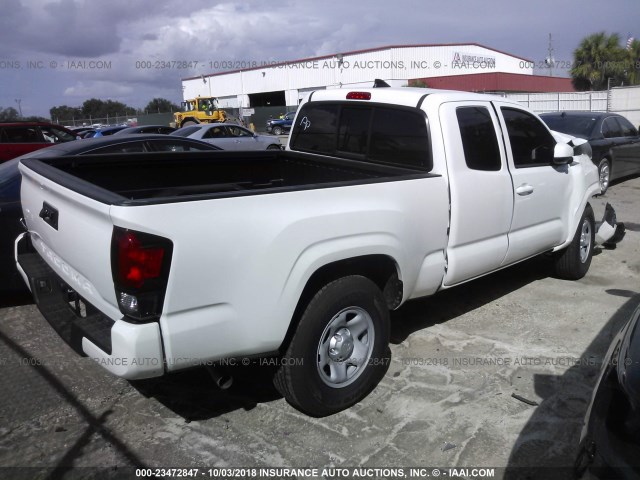 5TFRX5GN5JX114456 - 2018 TOYOTA TACOMA ACCESS CAB/SR/SR5/TRD SPT WHITE photo 4