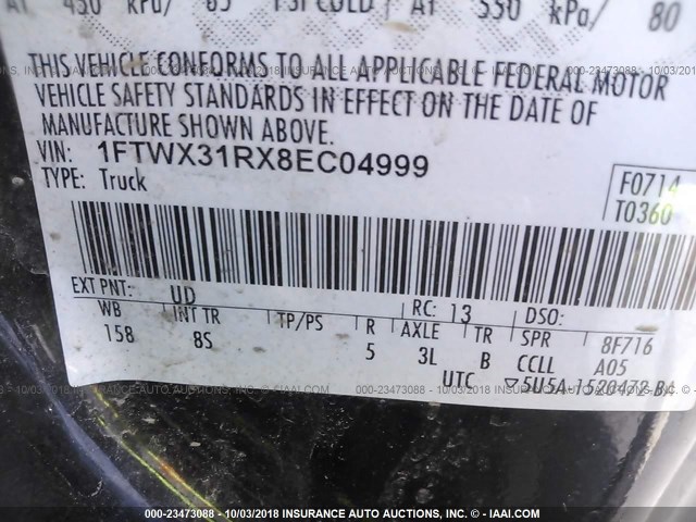 1FTWX31RX8EC04999 - 2008 FORD F350 SRW SUPER DUTY Unknown photo 10