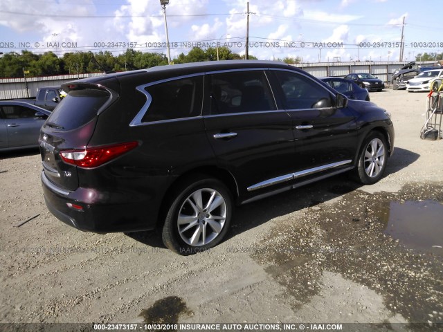 5N1AL0MM4DC347579 - 2013 INFINITI JX35 MAROON photo 4