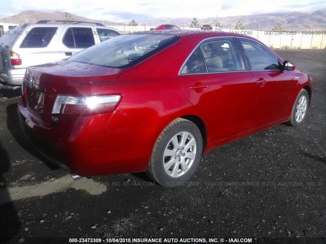 4T1BB46K07U006432 - 2007 TOYOTA CAMRY NEW GENERAT HYBRID RED photo 4