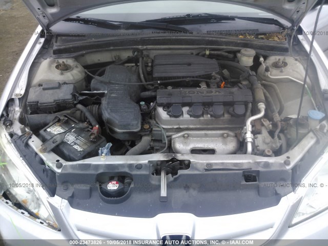 1HGES16395L028930 - 2005 HONDA CIVIC DX VP SILVER photo 10