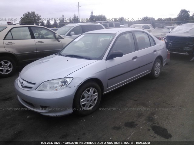 1HGES16395L028930 - 2005 HONDA CIVIC DX VP SILVER photo 2
