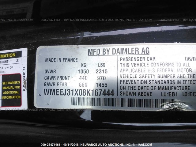 WMEEJ31X08K167444 - 2008 SMART FORTWO PURE/PASSION BLUE photo 9