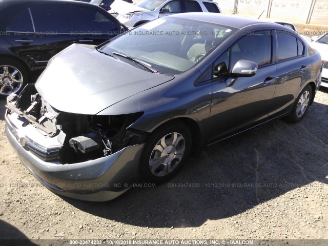 JHMFB4F38CS001157 - 2012 HONDA CIVIC HYBRID L GRAY photo 2