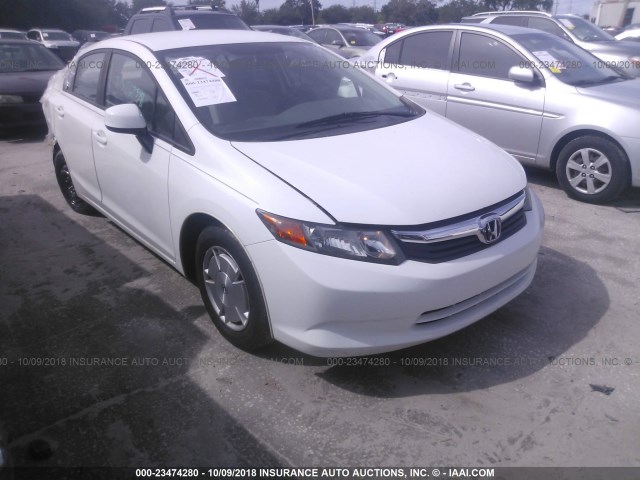 2HGFB2F66CH550333 - 2012 HONDA CIVIC HF WHITE photo 1