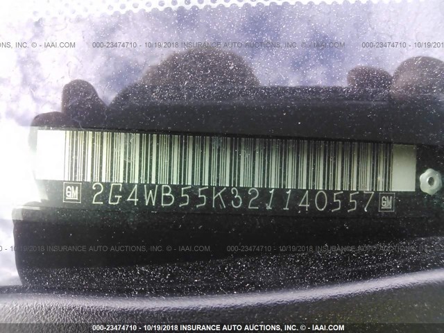 2G4WB55K321140557 - 2002 BUICK REGAL LS GRAY photo 9