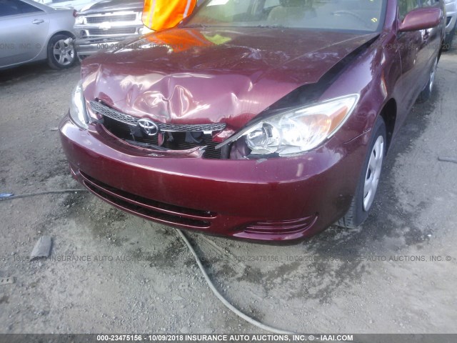 4T1BE32K82U063137 - 2002 TOYOTA CAMRY LE/XLE/SE RED photo 6