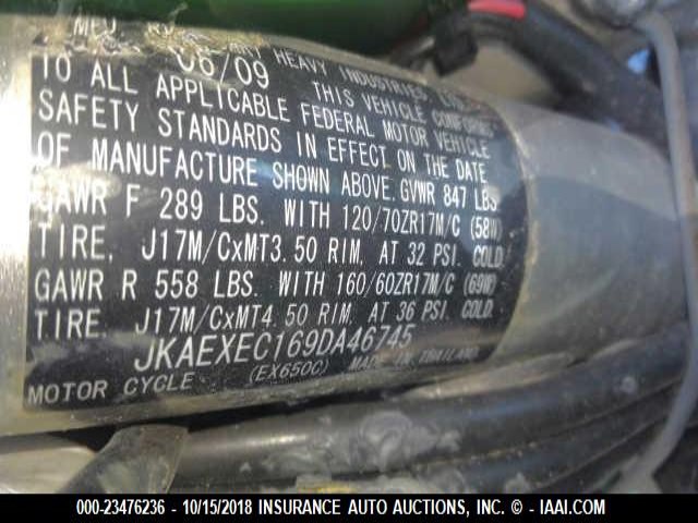 JKAEXEC169DA46745 - 2009 KAWASAKI EX650 C 绿色 照片 10