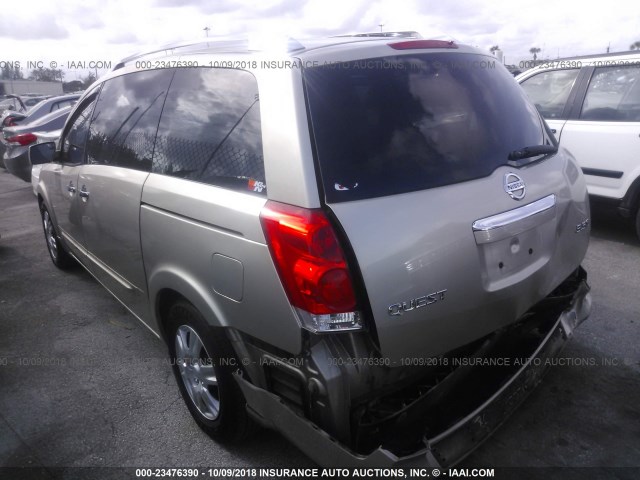 5N1BV28U57N133603 - 2007 NISSAN QUEST S/SE/SL TAN photo 3