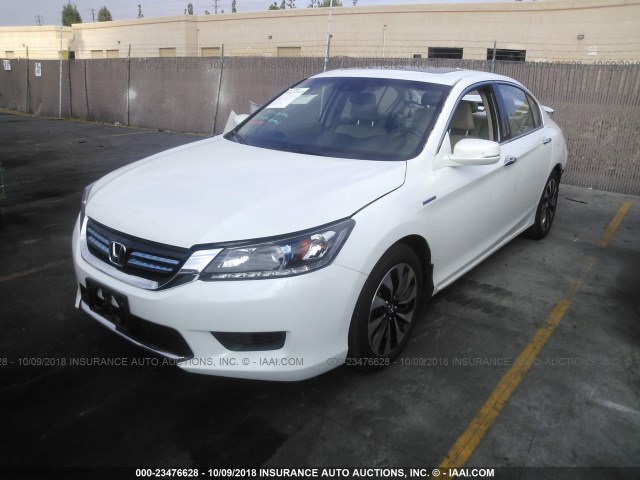 1HGCR6F53EA005270 - 2014 HONDA ACCORD HYBRID/EXL WHITE photo 2