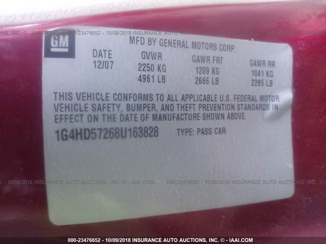 1G4HD57268U163828 - 2008 BUICK LUCERNE CXL RED photo 9